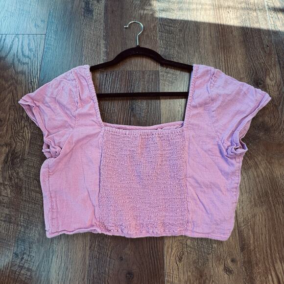 Y2K Hollister Linen Blend Crop top mint green & Pink stretch set size XL Lot - Picture 3 of 8